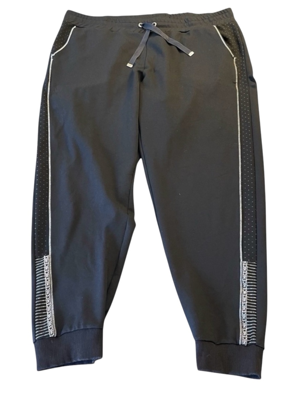 DOLCEZZA Black Side Panel Piping Jogger Pants (2X)